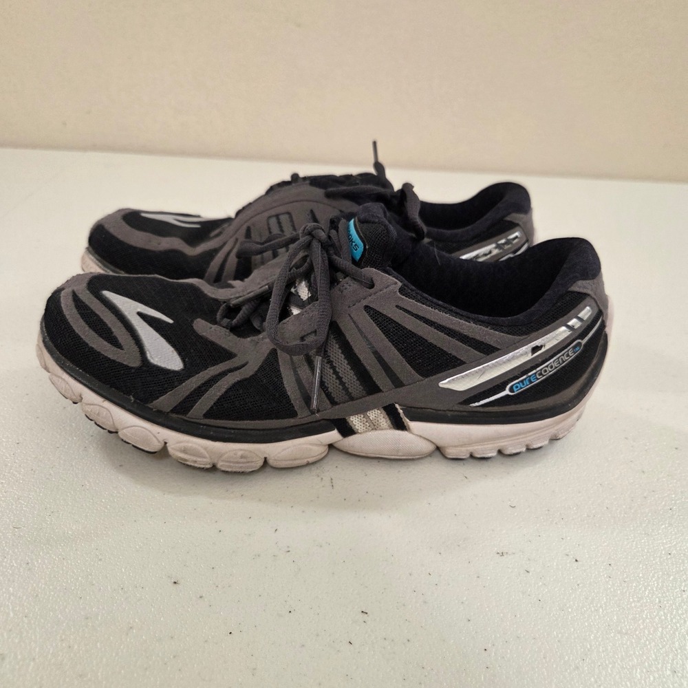 Brooks PureCadence‎ Running Shoes Mens 10 Black Grey Silver Low Top 1201041B001
